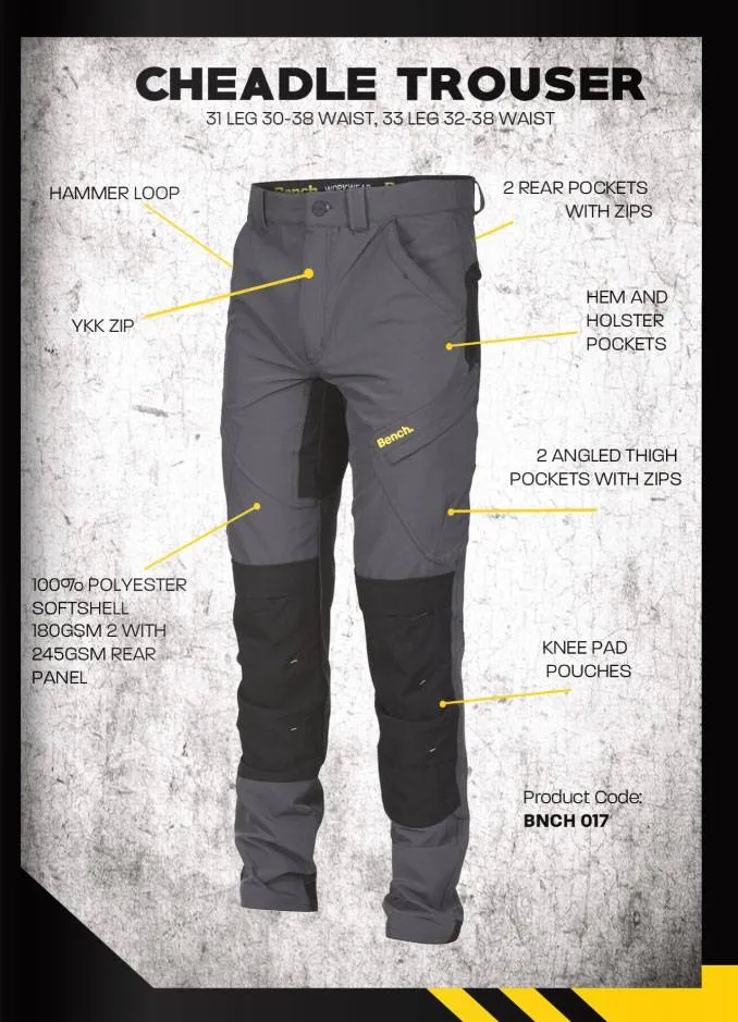 Bench Workwear Cheadle Hombre Pantalón de trabajo Softshell BNCH 017-Marino