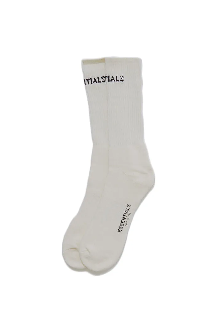 Fear of God Essentials Front Logo Crew Socks White