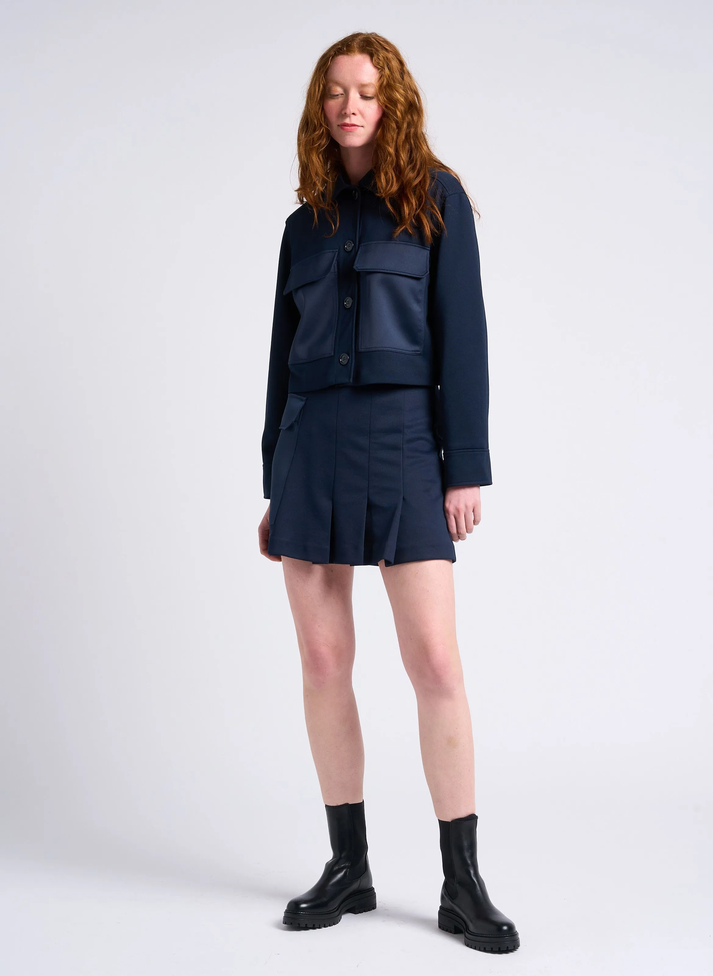 MAX&Co. MIRRA - Chaqueta corta holgada con cuello clásico en azul