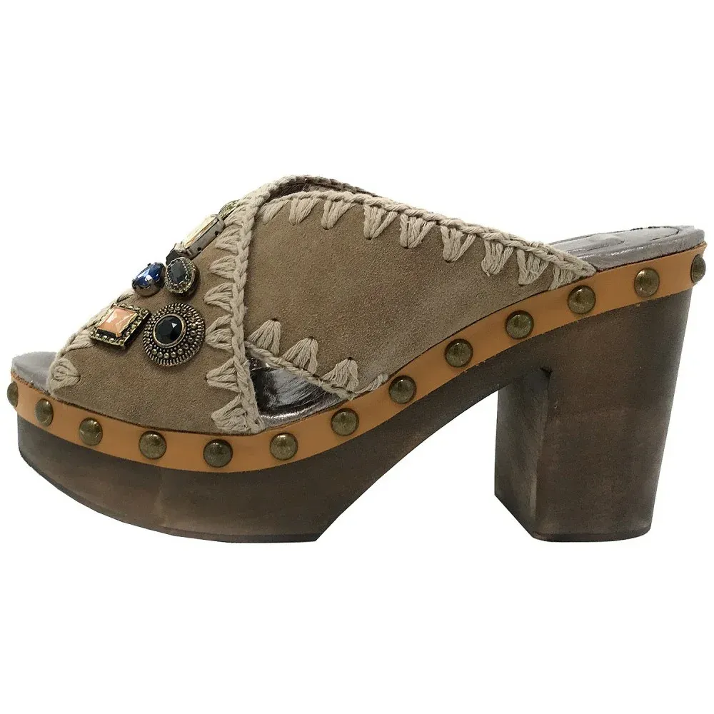 MOU High Heel Wood Criss-Cross DKST