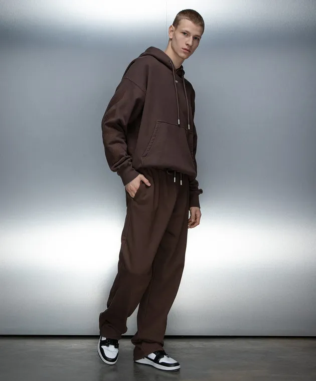 Off-White Brown sweatpants with logo embroidery