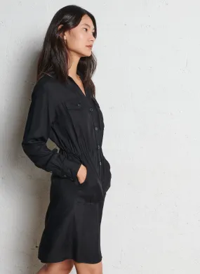 SUD EXPRESS ROKAWI - Vestido camisero midi entallado en negro