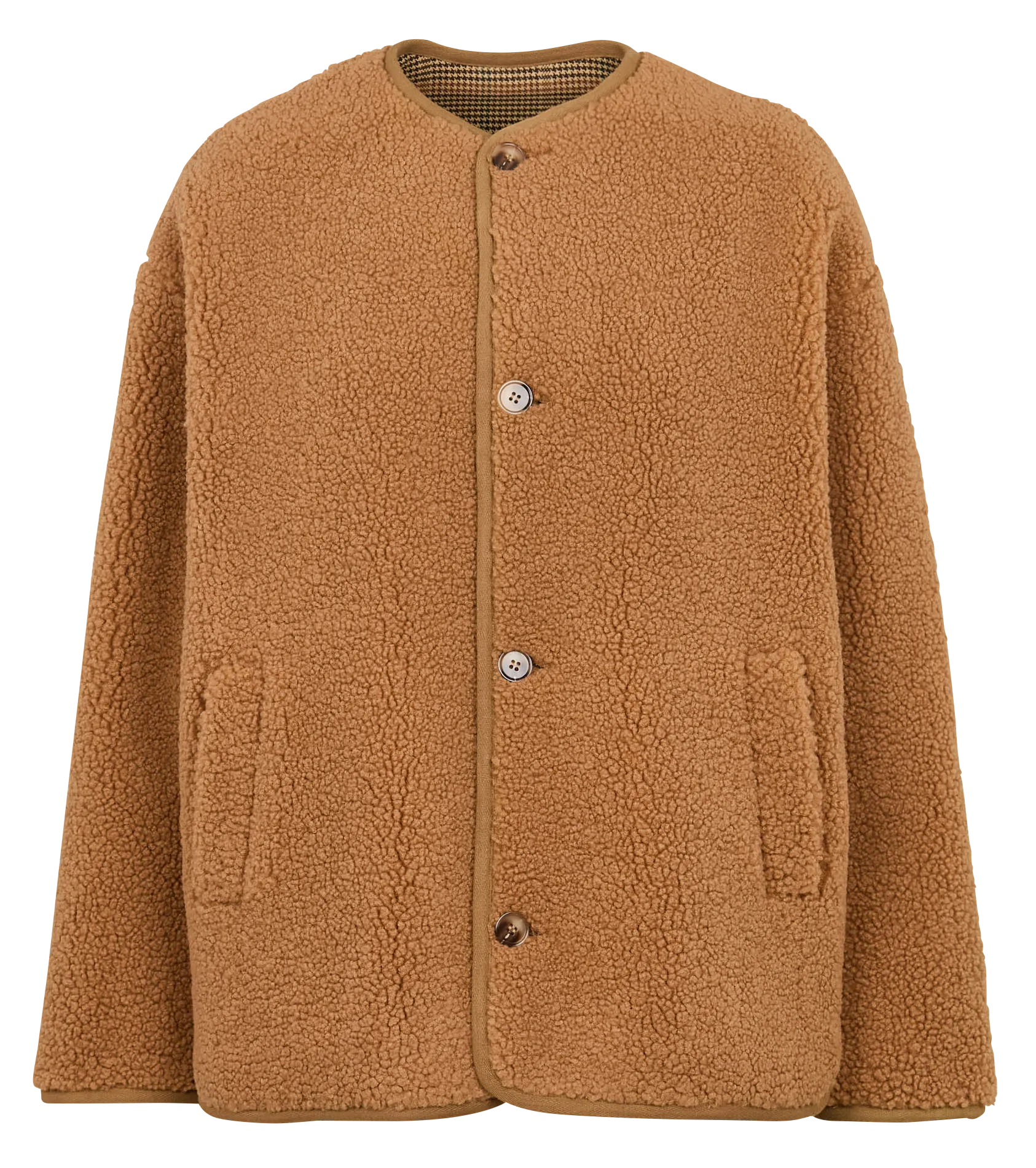 SUNCOO ELIJAH - Chaqueta cuello redondo de sherpa en marron