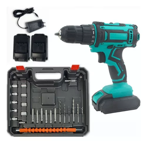 Taladro Percutor Inalambrico 2 Baterías Maleta Y Accesorios